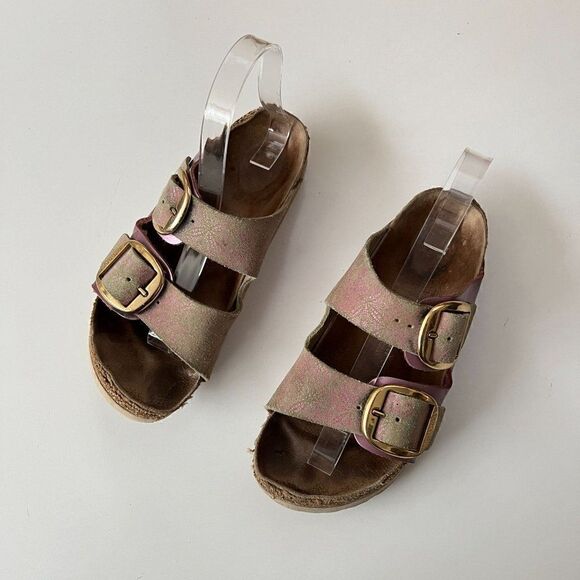 Birkenstock Arizona Big Buckle Washed Metallic Rose Two Strap Sandals 37 Narrow - Picture 7 of 11